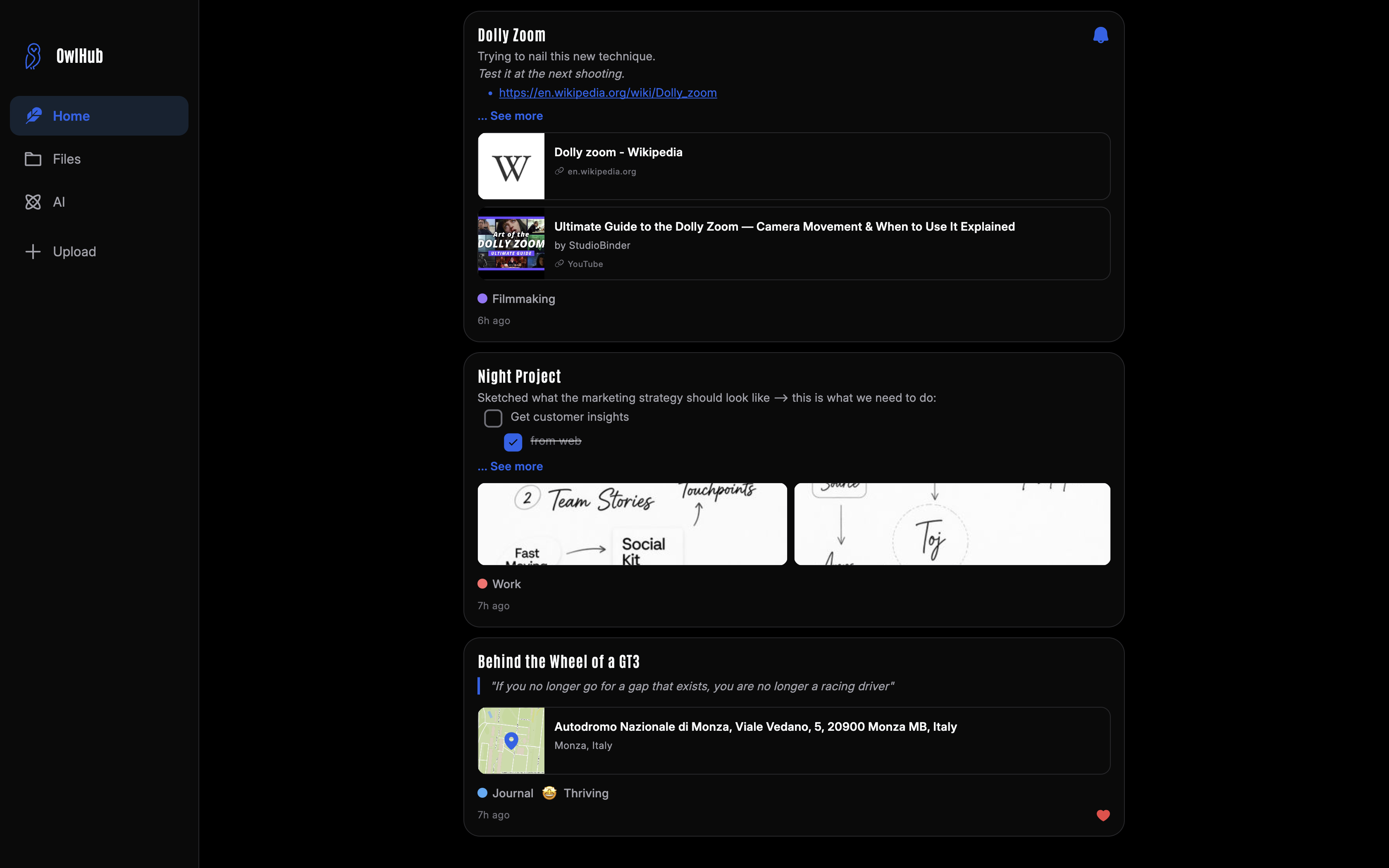OwlHub on desktop
